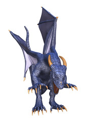3D Rendering Fantasy Dragon on White