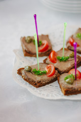 Catering food - sanwiches with salmon and meat