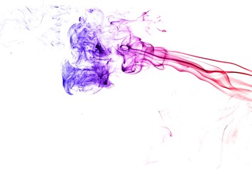 Abstract colorful smoke on white background, smoke background,colorful ink background,red, Blue,beautiful color smoke