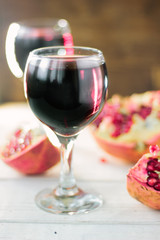 Delicious organic juice made from fresh pomegranate.