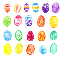 Easter eggs collection, hand painted watercolor illustration,  painted eggs, Easter cards, spring holidays, kids illustration, thank yo notes, invitations, watercolor clipart, clipart