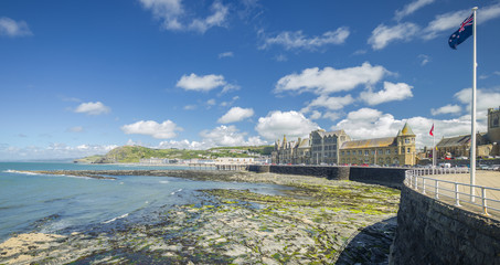 Panoramic View of Scenic Coastal Town in Wales