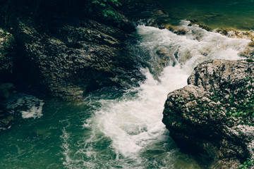 rocks cascade creek, mountain river