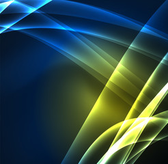 Obraz premium Energy lines, glowing waves in the dark, vector abstract background