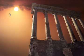 The Temple of Saturn in the ancient Forum of Rome