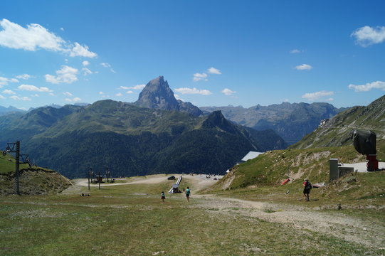 Pyr&eacute;n&eacute;es, pic, montagne, nuage, vert, ciel, bleu, Gabas