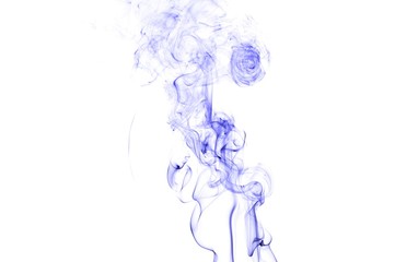 Abstract blue smoke on white background, blue background,blue ink background