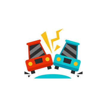 Crashed Cars On Road Icon