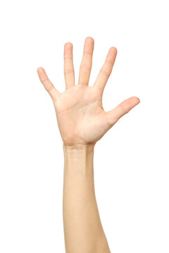 Woman's Stretched Hand With Open Palm