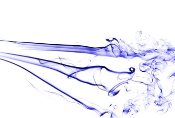 Abstract blue smoke on white background, blue background,blue ink background