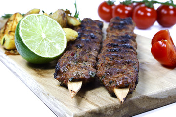 Kebab skewer close up