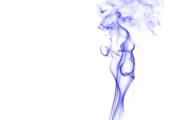 Abstract blue smoke on white background, blue background,blue ink background