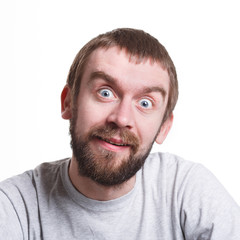 Obraz premium Shocking news. Wonder man expressing amaze on face