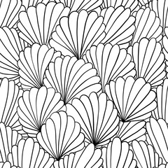 Seamless pattern background with abstract shell ornaments. Hand drawn illustration