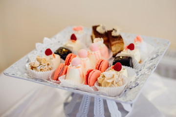 Delicious wedding reception candy bar dessert table