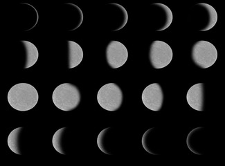 Different phases of Moon. Elements of this image furnished by NASA.