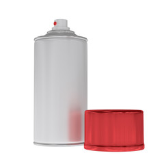 3D rendered blank aluminium spray can template with red cap for paint, hairspray, deodorant.