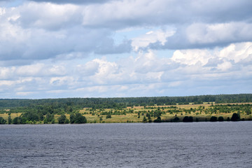 Obraz premium View of the Volga, landscape, sky, river, water, nature, summer, clouds