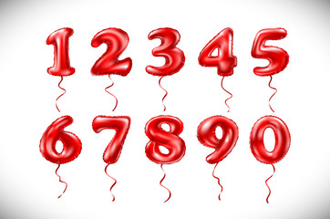 Metallic Red Letter Balloons 1, 2, 3, 4, 5, 6, 7, 8, 9, 0