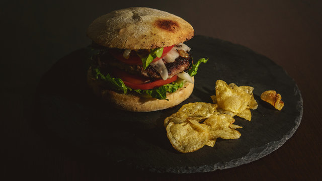Hamburger on the grill