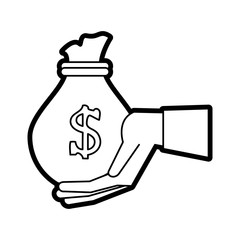 Money bag icon Financial item commerce and market theme Isolated design Vector illustration