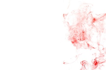 Abstract red smoke on white background, red ink on white background