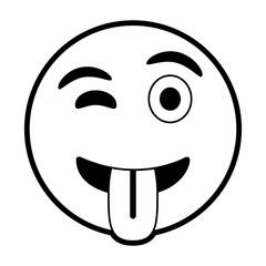 Funny cartoon face icon Emoticon caricature and character theme Isolated design Vector illustration