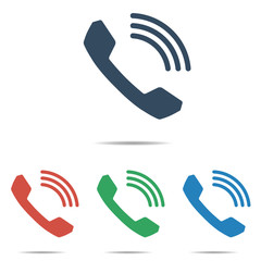 Phone handset icon set - simple flat design isolated on white background, vector