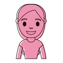 cartoon young woman smiling icon over white background colorful design vector illustration