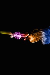 Abstract colorful smoke on black background, smoke background,colorful ink background,Yellow, Violet, Orange, Blue,beautiful color smoke