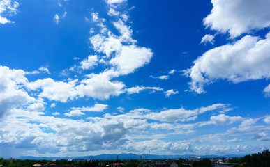 dramatic panorama view of blue sky with cloud above the city