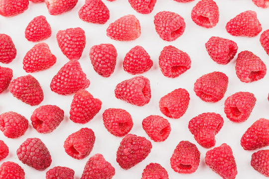 Background from raspberries, isolated