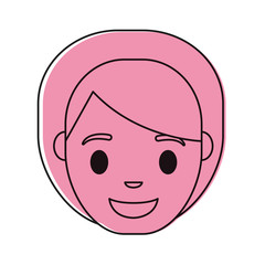 cartoon woman smiling icon over white background colorful design vector illustration