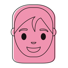 cartoon woman smiling icon over white background colorful design vector illustration