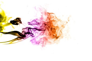 Abstract colorful smoke on white background, smoke background,colorful ink background,Yellow, Violet, Orange, Blue,beautiful color smoke