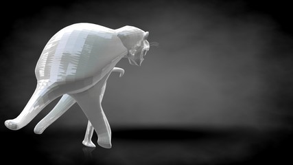 3d rendering of a reflective tiger on a dark black background