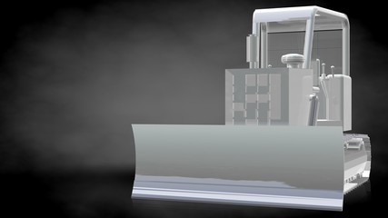 3d rendering of a reflective Bulldozer  on a dark black background