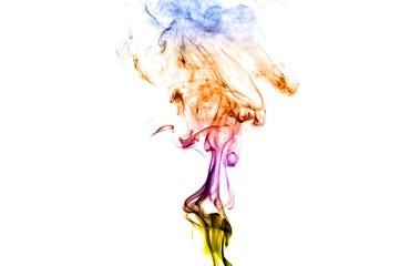 Abstract colorful smoke on white background, smoke background,colorful ink background,Yellow, Violet, Orange, Blue,beautiful color smoke