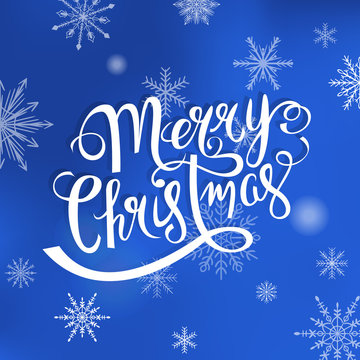 Merry Christmas hand drawn lettering vector illustration.