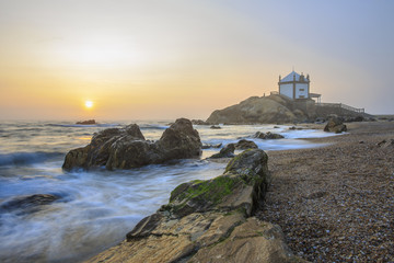 Church Lord of the Stone in Porto, Portugal on sunset