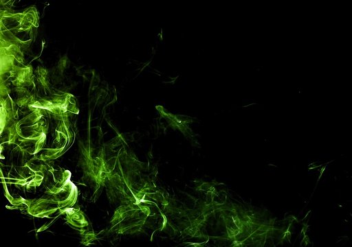 Abstract green smoke on black background, smoke background,green ink background,green, beautiful color smoke