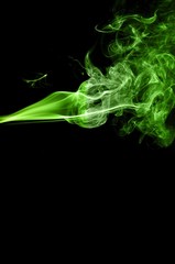 Abstract green smoke on black background, smoke background,green ink background,green, beautiful color smoke