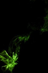 Abstract green smoke on black background, smoke background,green ink background,green, beautiful color smoke