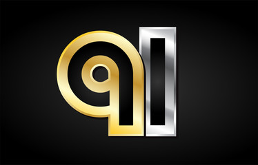 gold silver letter joint logo icon alphabet design