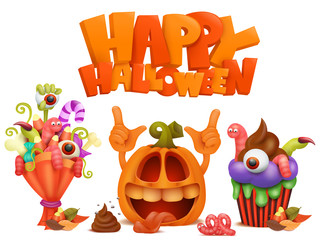 Happy Halloween set of vector icons