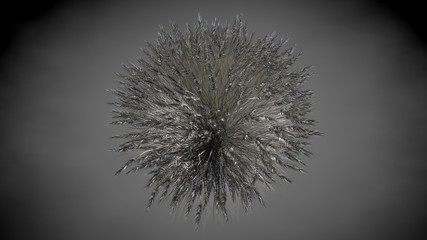3d rendering of an abstract reflective tree on a dark black background