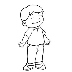 Hand drawing of boy standing -Vector Illustration