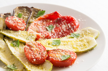 roasted vegetables with cheese and parsley