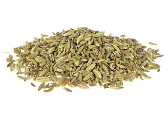 Fennel seeds on a white background
