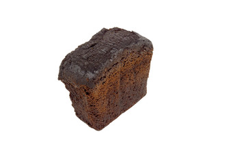 slice of chocolate cake isolated on white background.